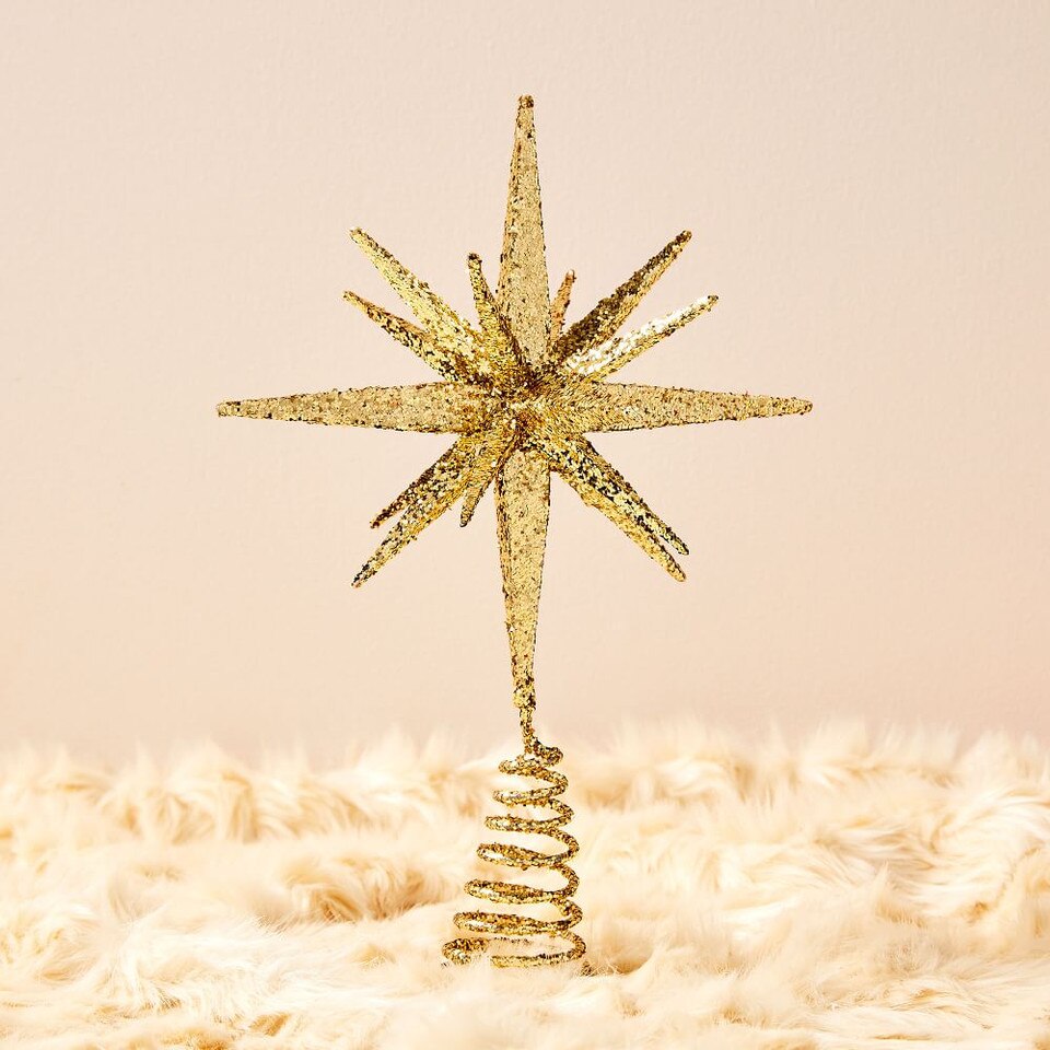 Kraft & Glitter Gem Starburst Tree Topper Gold west elm United Kingdom